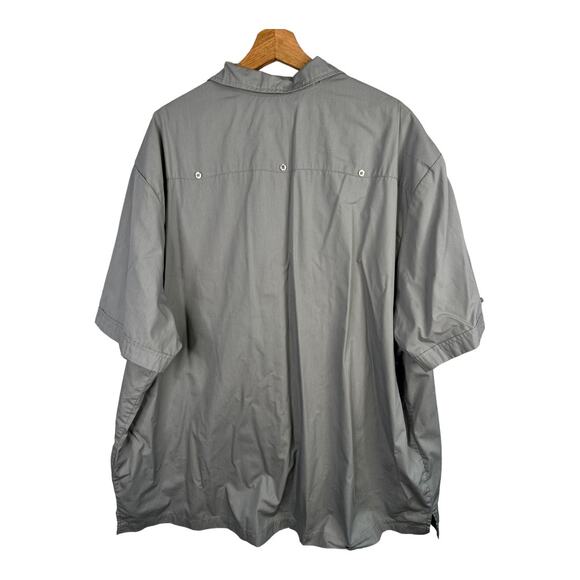 KS Island Mens Embroidered Gray Hawaiian Button Up Shirt Short Sleeve 3XL Big - Picture 2 of 11
